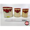 Image 2 : Colorware Canisters (3) : Roses & Diamonds (Largest Measures : 7"H x 7-1/4"Dia)