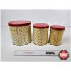 Image 3 : Colorware Canisters (3) : Roses & Diamonds (Largest Measures : 7"H x 7-1/4"Dia)