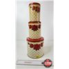 Image 4 : Colorware Canisters (3) : Roses & Diamonds (Largest Measures : 7"H x 7-1/4"Dia)