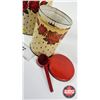 Image 5 : Colorware Canisters (3) : Roses & Diamonds (Largest Measures : 7"H x 7-1/4"Dia)