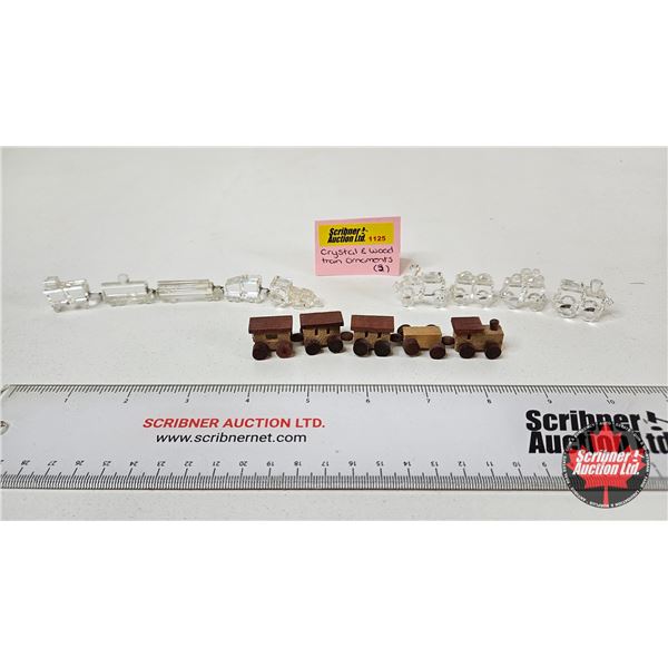 Crystal & Wood Miniature Train Ornaments
