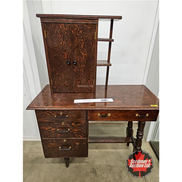 Vintage Phone Desk & Cabinet (No Key) (Measures : 55-1/2"H x 41-1/2"W x 18"D)