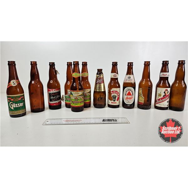 Vintage Beer Bottles (12) : - Pilsner - Bohemian Maid - Gosser - ETC!