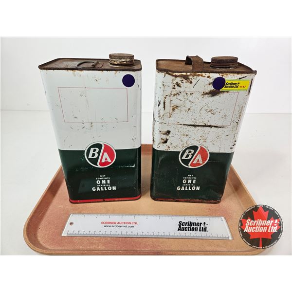 B/A Oil Tins (2) (Both Measure : 11"H x 6-1/4"W x 4-1/4"D)