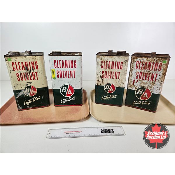 B/A Cleaning Solvent Tins (4) (Both Measure : 11-1/2"H x 6-1/2"W x 4-1/4"D)