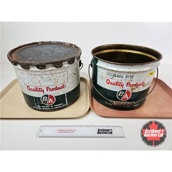 B/A Grease Pails (2)  (Both Measure : 9"H x 12"Dia)