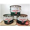 Image 2 : B/A Grease Pails (3) w/ Lids (All Measure : 9"H x 12"Dia)