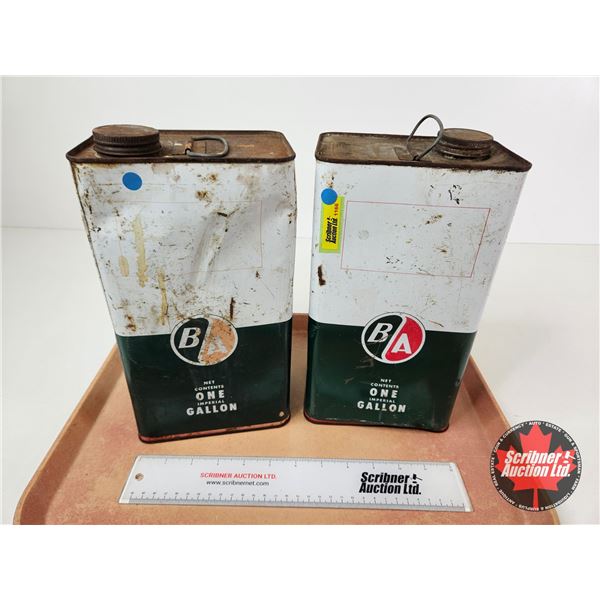 B/A Oil Tins (2) (Both Measure : 11"H x 6-1/4"W x 4-1/4"D)