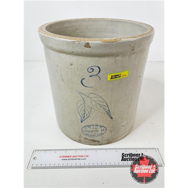 Union Stoneware Co. Red Wing Minn. 3 Gallon Crock (Elephant Ears) (Measures : 11"H x 10-1/2"Dia)