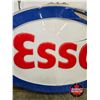 Image 10 : ESSO Service Station Double Sided Light Up Oval Sign w/ Frame & Hangers (Measurements Not Including 