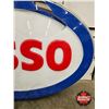 Image 11 : ESSO Service Station Double Sided Light Up Oval Sign w/ Frame & Hangers (Measurements Not Including 