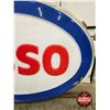 Image 5 : ESSO Service Station Double Sided Light Up Oval Sign w/ Frame & Hangers (Measurements Not Including 