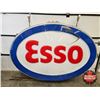 Image 8 : ESSO Service Station Double Sided Light Up Oval Sign w/ Frame & Hangers (Measurements Not Including 