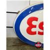 Image 9 : ESSO Service Station Double Sided Light Up Oval Sign w/ Frame & Hangers (Measurements Not Including 
