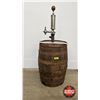 Image 2 : Wooden Oak Barrel w/ Pump  (Barrel Measures : 21-3/4"H)  (NOTE : Open Bottom on Barrel - Display Onl