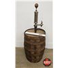 Image 4 : Wooden Oak Barrel w/ Pump  (Barrel Measures : 21-3/4"H)  (NOTE : Open Bottom on Barrel - Display Onl