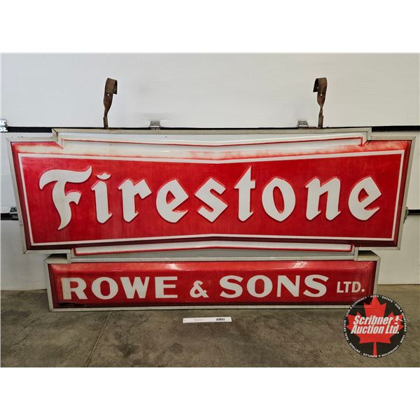 FIRESTONE Double Sided Light Up Outdoor Sign w/ Frame & Hangers (Measurements Not Including Hangers 