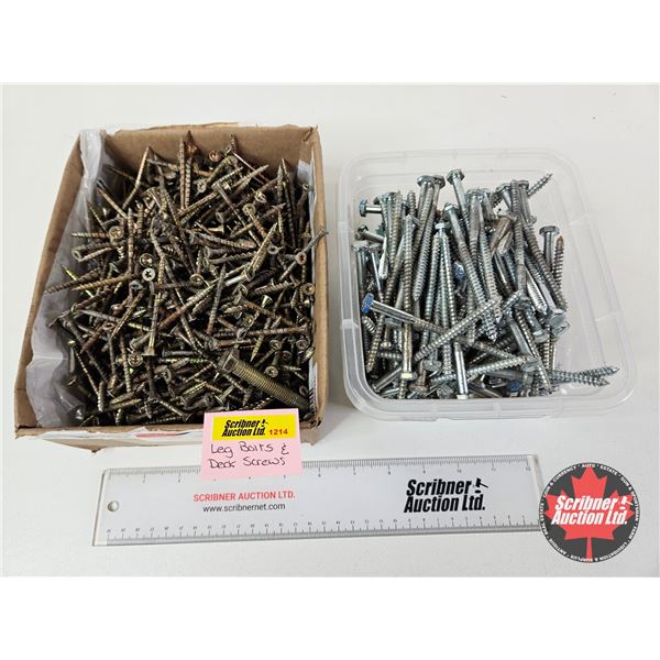 Container of 4" Leg Bolts (6lbs) & Box of 2-1/4" Construction Screws (8lbs)