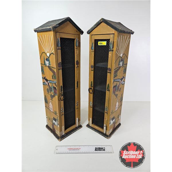 Wooden Home Decor Painted Cabinets (2)  (Measures : 26-1/4"H)