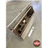 Image 1 : Wooden Carpenter Tool Box c/w Insulators (6)  (Measures : 18"H x 32"W x 10-1/2"D)