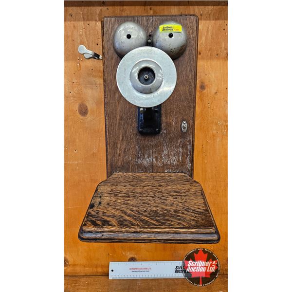Northern Electric Wood Box Telephone (c.1915) (Note : Missing Pieces)  (Measures : 20-1/2"H x 12"W x