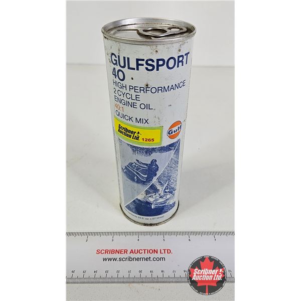 OIL CAN : Gulfsport 40 High Performance 2 Cycle Engine Oil (Full) (Measures : 7-1/4"H x 2-3/4"Dia)
