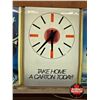 Image 3 : Light Up Advertising Store Clock "Take Home A Carton Today" w/Interchangeable Advertising Sides  (Me