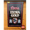 Image 8 : Coors Extra Gold Indoor Light Up Bar Sign  (Measures : 25-3/4"H x 15-1/2"W x 5"D)