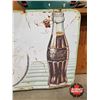 Image 4 : Single Sided Tin Sign : Drink Coca-Cola w/Bottle (Yellow Dot)  (Measures : 35-1/2"H 59-1/4"W)