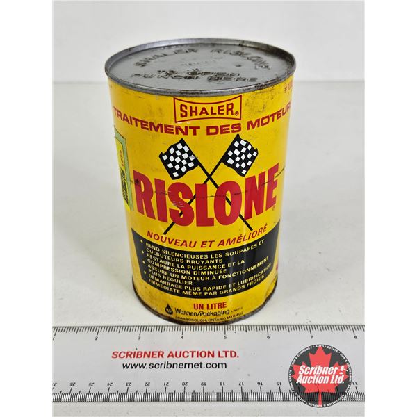 OIL CAN : Shaler Rislone Engine Treatment (Full)  (Measures : 6"H x 4"Dia)