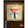 Image 1 : Silverwood's "De Luxe" Ice Cream Light Up Clock  (Note : Needs TLC)  (Measures : 15-1/2"H x 15-1/2"W