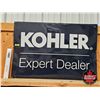 Image 1 : Single Sided Embossed Tin Dealer Sign : Kohler Expert Dealer"  (Measures : 24"H x 36"W)