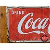 Image 2 : Single Side Tin Sign : Drink Coca-Cola w/Bottle  (Measures : 12"H x 32"W)