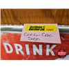 Image 8 : Single Side Tin Sign : Drink Coca-Cola w/Bottle  (Measures : 12"H x 32"W)