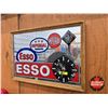 Image 1 : Imperial Oil/ESSO Framed Mirror Advertising Clock  (Measures : 13-1/2"H x 19-1/4"W)