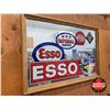 Image 2 : Imperial Oil/ESSO Framed Mirror Advertising Clock  (Measures : 13-1/2"H x 19-1/4"W)