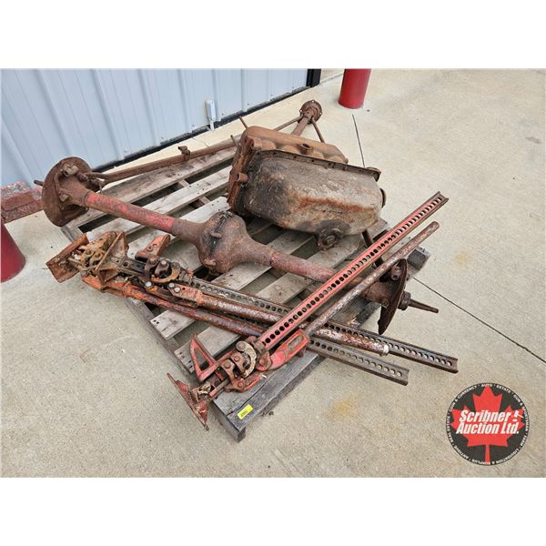 Pallet Lot : 4ft Jackalls (3) c/w Model T Engine Block & Rear Axle