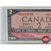 Image 3 : Canada $2 Bill 1954 *Replacement : Beattie/Rasminsky # *BB1013880 (CCCS Cert : EF-45: Extra-Fine : R