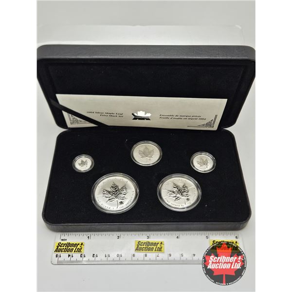 RCM Canada 2004 Silver Maple Leaf Privy Mark Set  One Ounce ; 1/2 Ounce 1/4 Ounce; 1/10 Ounce & 1/20