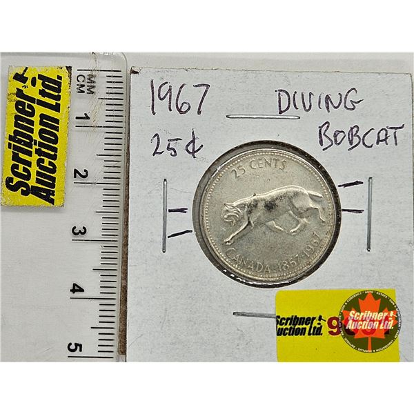 Canada Twenty Five Cent 1967 (Rotated Die Bobcat)