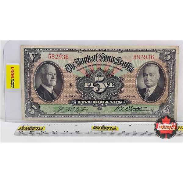 The Bank of Nova Scotia $5 Bill 1935 : McLeod/Patterson #582936