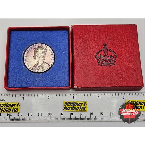 Royal Mint : Coronation Medallion 1937 : Queen Elizabeth George VI Crowned (No COA : Sterling Silver