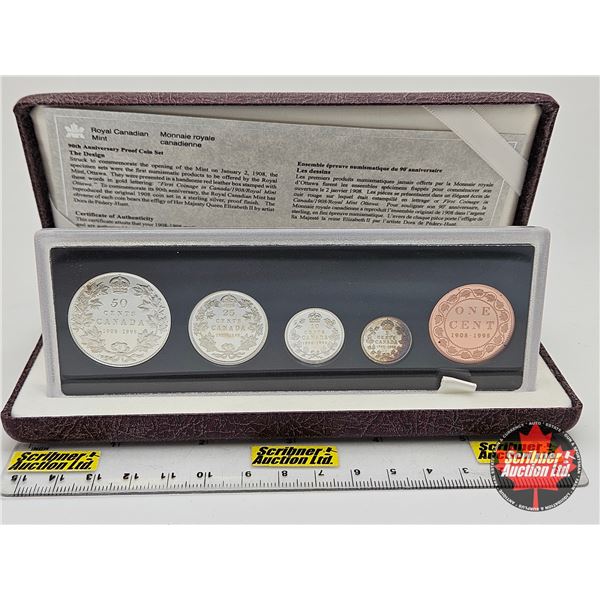 RCM Canada 1998 : 90th Anniversary Proof Coin Set : 1908-1998 The Design (COA #14049)