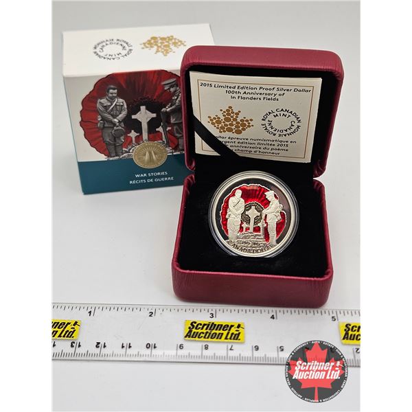 RCM Canada 2015 Limited Edition Proof Silver Dollar : 100th Anniversary of In Flanders Fields (COA #