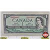 Image 2 : Canada $1 Bill 1954 *Replacement : Beattie/Rasminsky # *BM0298607 (CCCS Cert : VF-20 : Very-Fine : R
