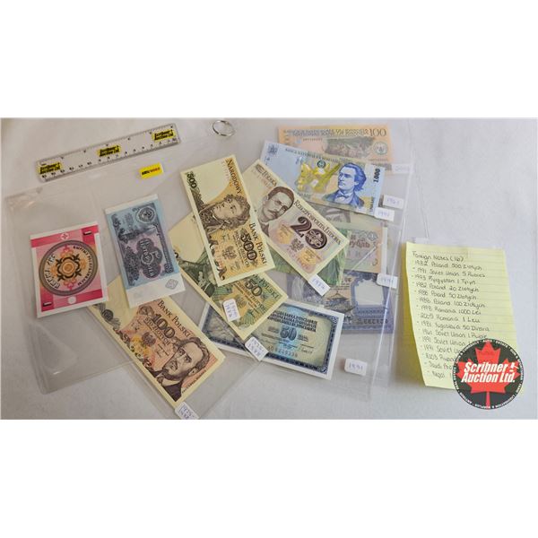 Foreign Notes - Variety (16) : Incl. Poland; Romania; Soviet Union; Nepal; etc