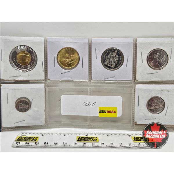 Canada Coins 2017 (6) : Toonie; Loonie; Fifty Cent; Twenty Five Cent; Ten Cent; Five Cent