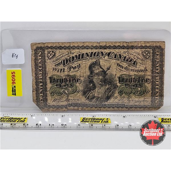 Dominion of Canada 1870 Twenty Five Cent "Shinplaster" : Dickinson/Harington (Series "Plain")