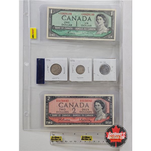 Canada 1954 Coin/Bill Collector Combo (5) : - $1 Bill *Replacement : Bouey/Rasminsky # *CF0828199 - 