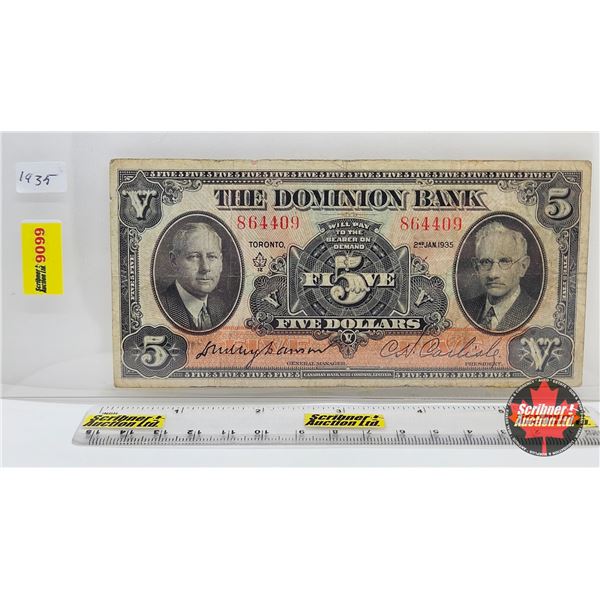 The Dominion Bank $5 Bill 1935 : Dawson/Carlisle #864409